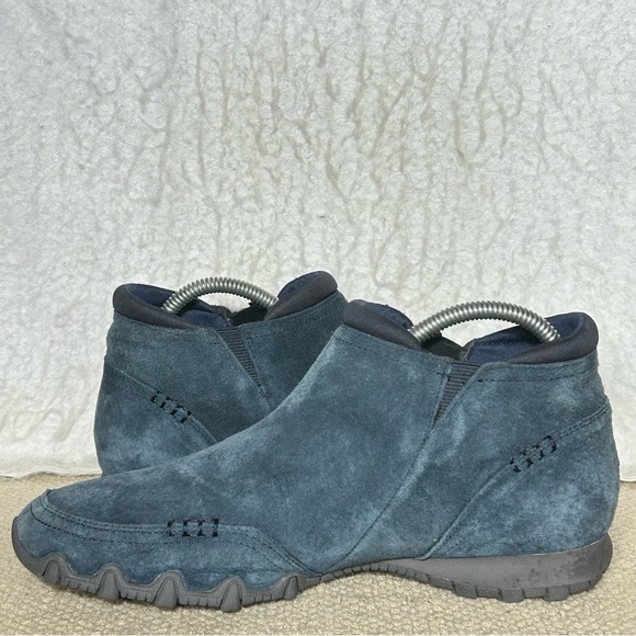 Skechers Womens Blue Suede Bikers-Zippiest MocToe Zip Ankle Booties Boots SZ 9.5 - Picture 7 of 11